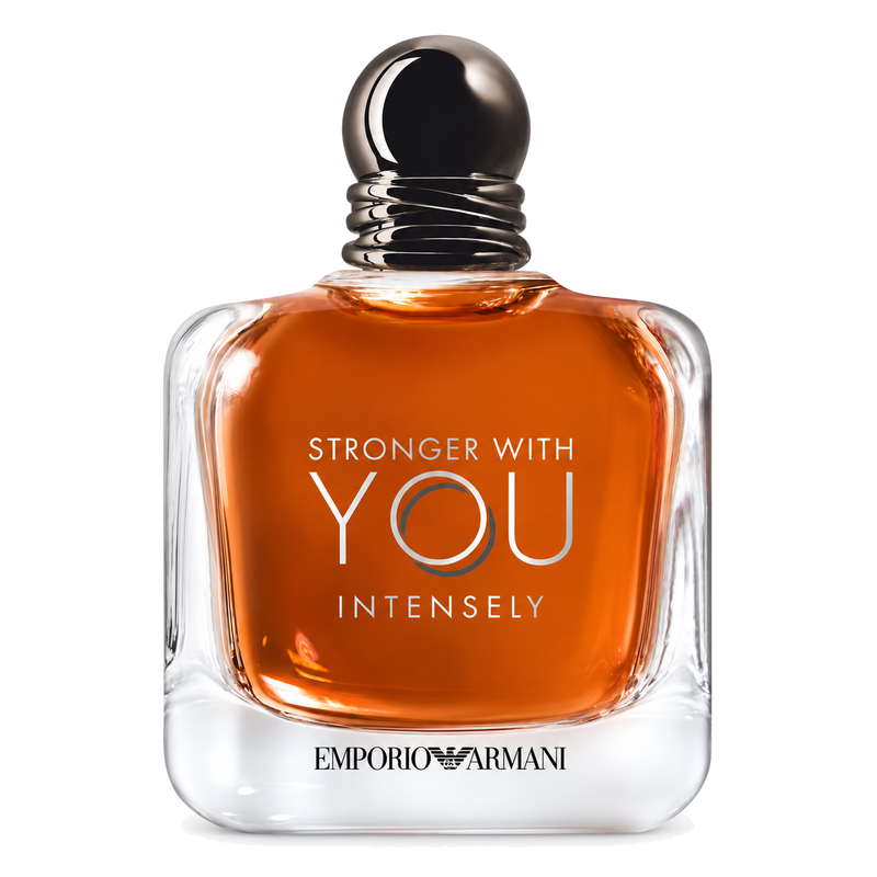 Emporio Armani Stronger With You Intensely Eau de Parfum originaalpudel valgel taustal