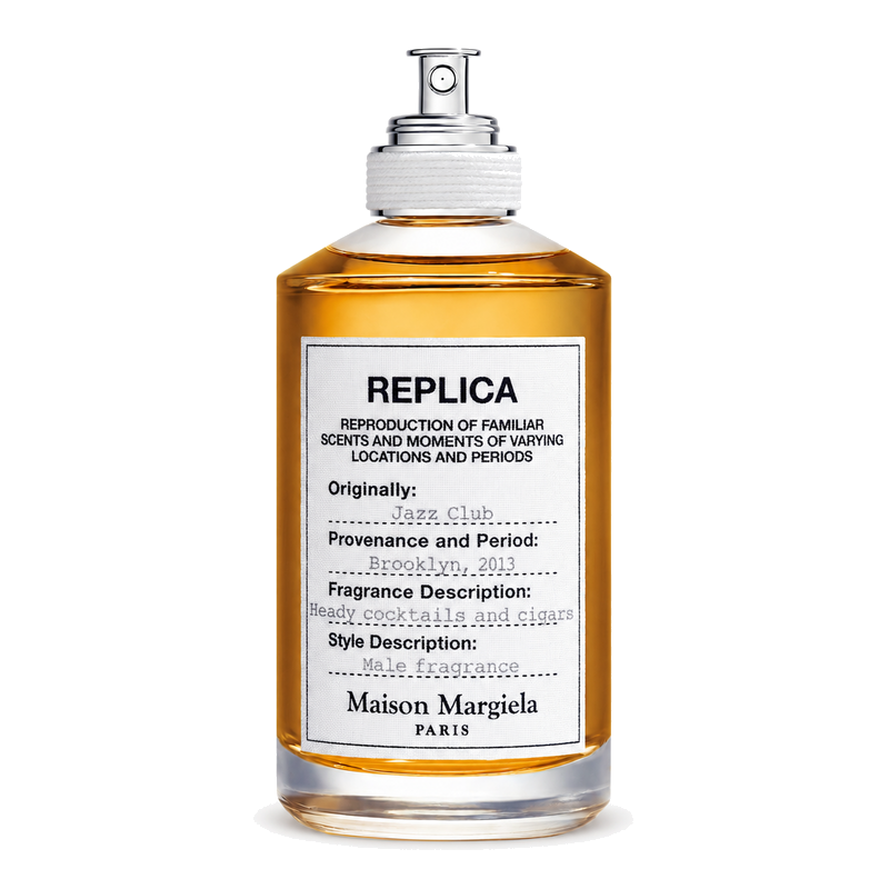 Maison Margiela Replica Jazz Club Eau de Toilette parfüümipudel valgel taustal