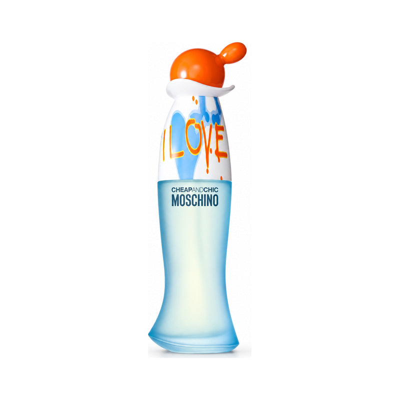 Moschino I Love Love Eau de Toilette parfüümipudel valgel taustal