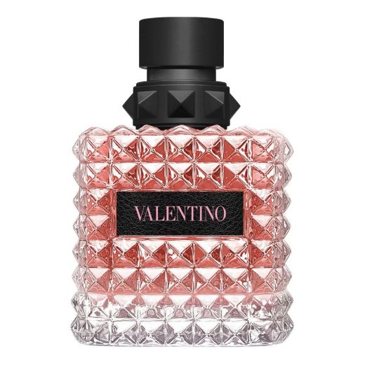 Valentino Donna Born in Roma Eau de Parfum roosa parfüümipudel valgel taustal
